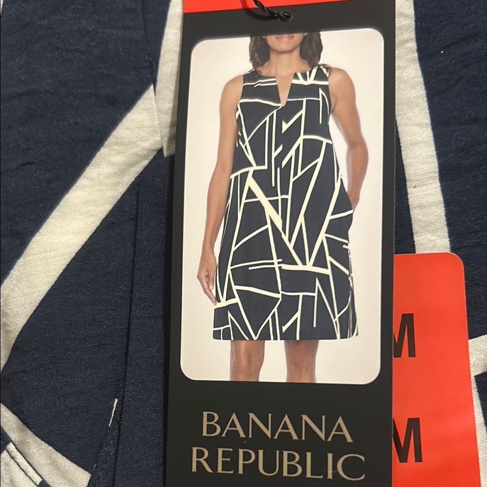 Banana Republic Black and White Geometric Dress M, L NWT